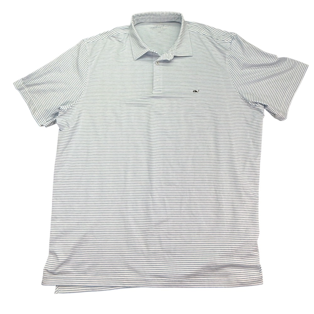 Vineyard Vines Polo Shirt Mens XXL Blue Striped On-The-Go Sankaty Performance